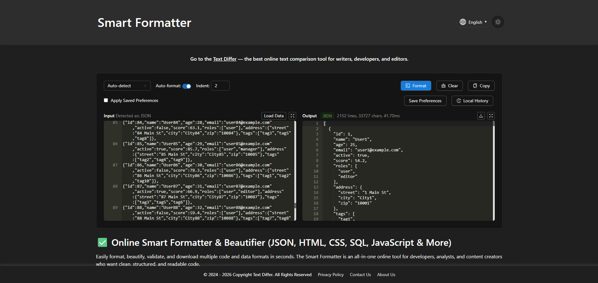 Инструмент умного форматирования – Мгновенно форматируйте код и текст для чистого и читаемого вывода